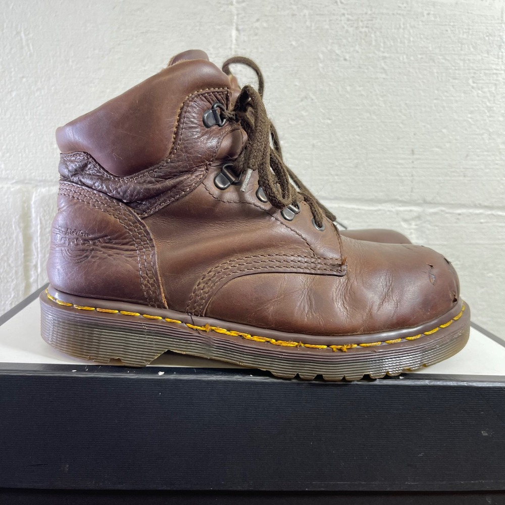 Dr. Martens Brown Leather Ankle Boots Steel‎ Toe Safety Shoes Women's Size 6